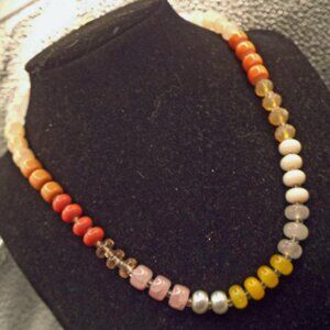 M&CO FACETED STONE & CRYSTAL BEAD OMBRE EFFECT NECKLACE 14